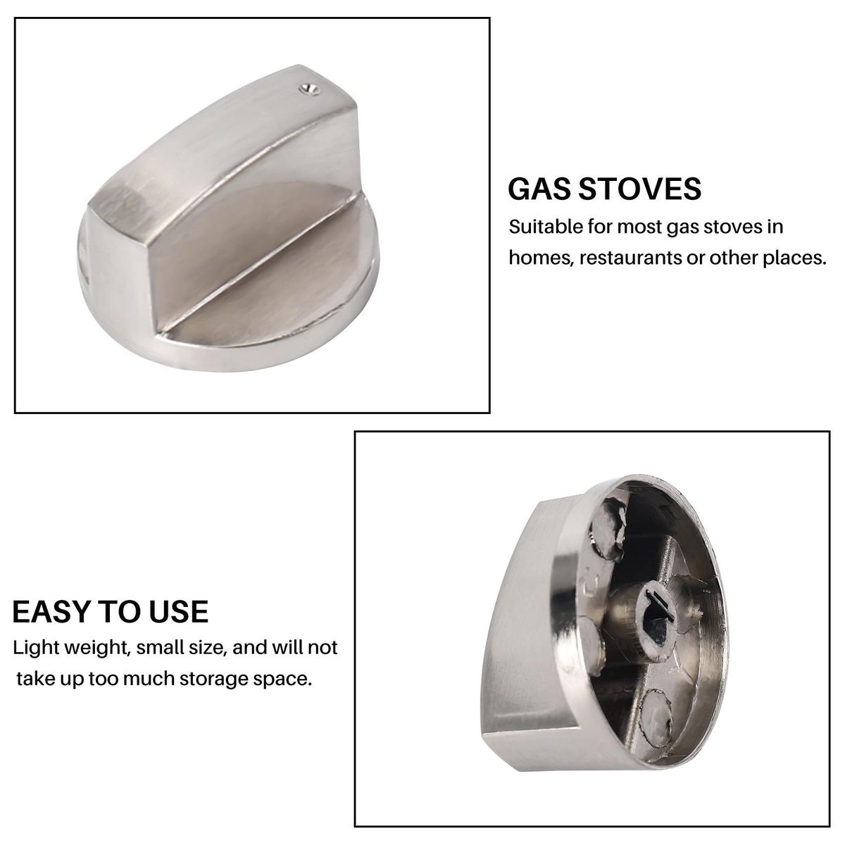 Brushed Metal Gas Stove Knobs Cooker Control Switch Range Oven Knobs Cooktop Burner Knob Gas Hob Switch Kitchen Replacement Accessories (8pcs 6mm Shaft Core)