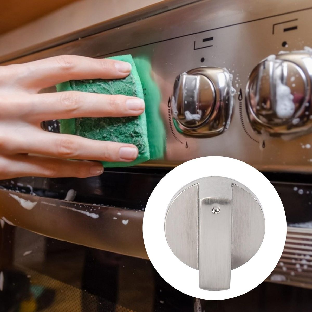 Brushed Metal Gas Stove Knobs Cooker Control Switch Range Oven Knobs Cooktop Burner Knob Gas Hob Switch Kitchen Replacement Accessories (8pcs 6mm Shaft Core)