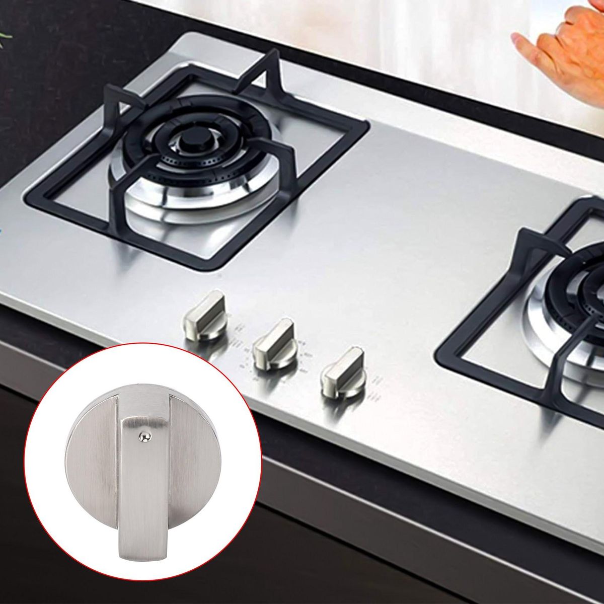 Brushed Metal Gas Stove Knobs Cooker Control Switch Range Oven Knobs Cooktop Burner Knob Gas Hob Switch Kitchen Replacement Accessories (8pcs 6mm Shaft Core)