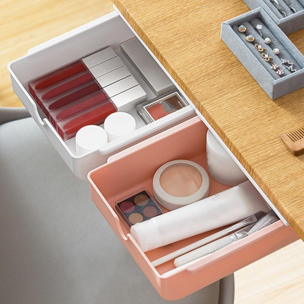 Storage Drawers Self Stick Pencil Tray Desk Table Storage
