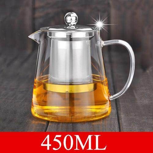 Clear Glass Teapot Stainless Infuser & Lid Steeping Tea Flower Tea Pot 450ml {average Code}