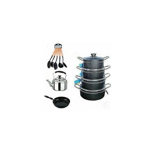 4 Set Non Stick Pots, Cooking Spoon, Kettle And Fry Pan