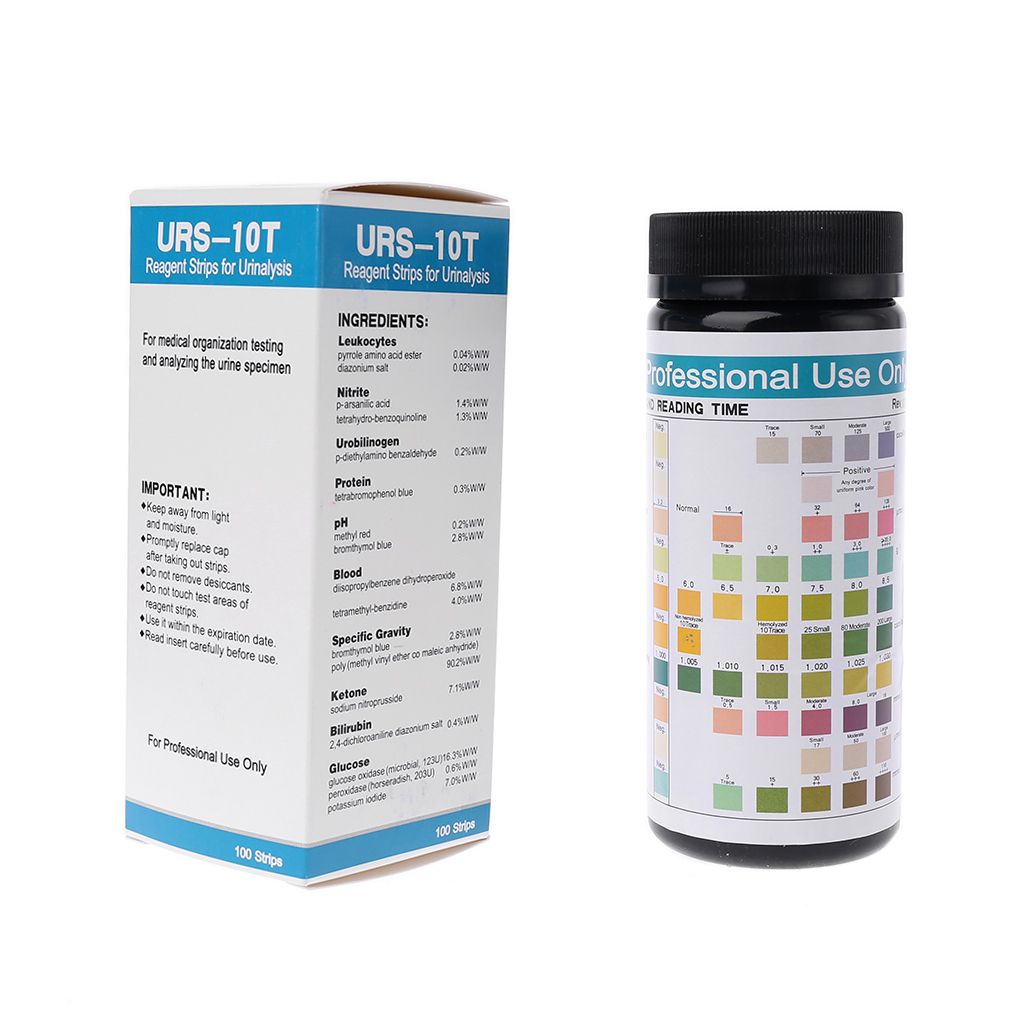 100 Strips URS-10T Urinalysis Reagent Strips 10 Parameters Urine Test Strip Leukocytes, Nitrite, Urobilinogen, Protein, PH