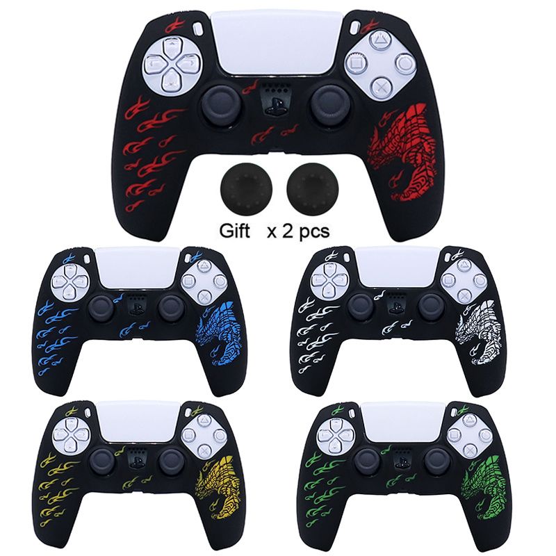 Soft Silicon Shell Skin For Sony PlayStation 5 Case For PS5 Console Controller Gamepad Joystick Cases Cover With Stick Grip Caps