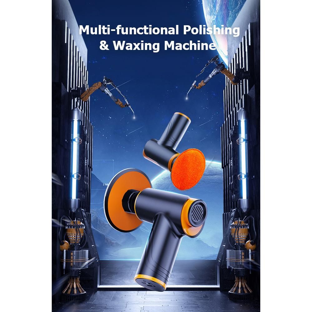 Portable Car Multi-function Polishing & Waxing Machine Rechargeable Cordless Polisher Electric Car Beauty Tool Small Scratch Repairing Waxer with Polishing/Waxing/Brushing Discs 80/320 Grit Sandpapers