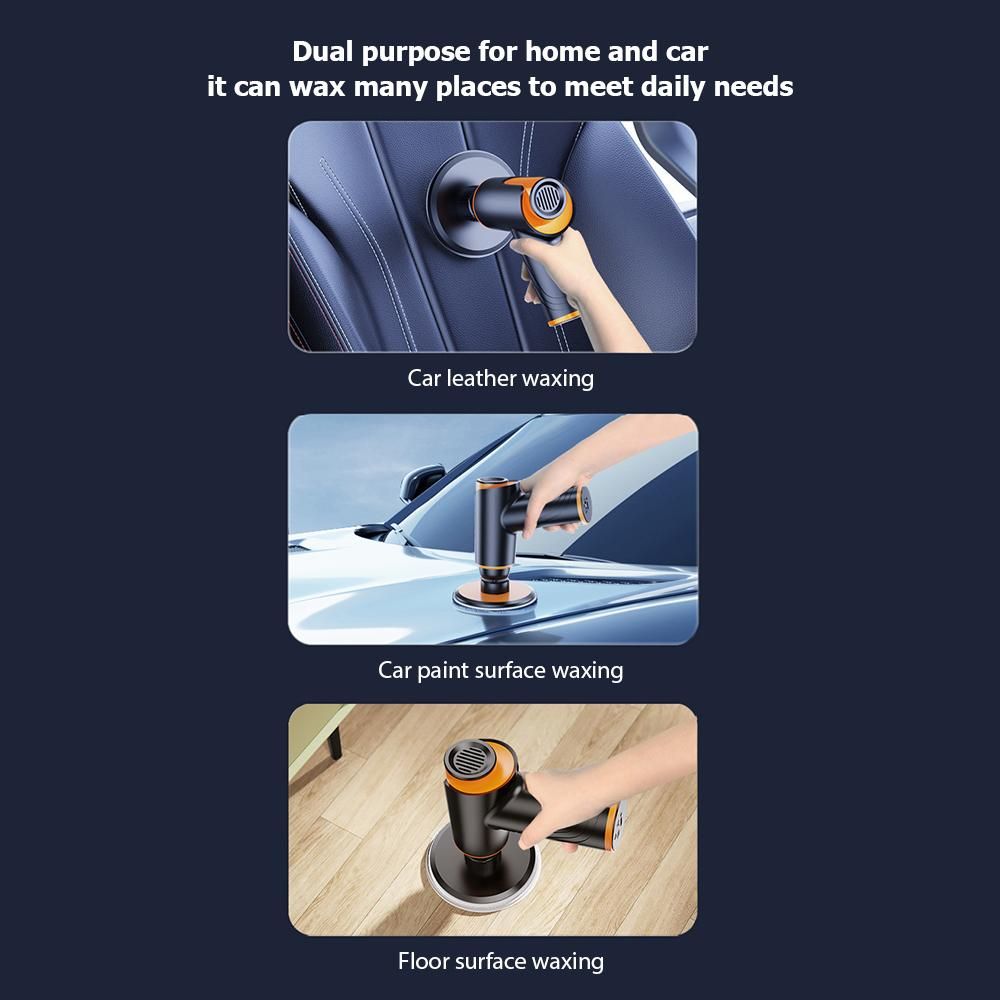 Portable Car Multi-function Polishing & Waxing Machine Rechargeable Cordless Polisher Electric Car Beauty Tool Small Scratch Repairing Waxer with Polishing/Waxing/Brushing Discs 80/320 Grit Sandpapers
