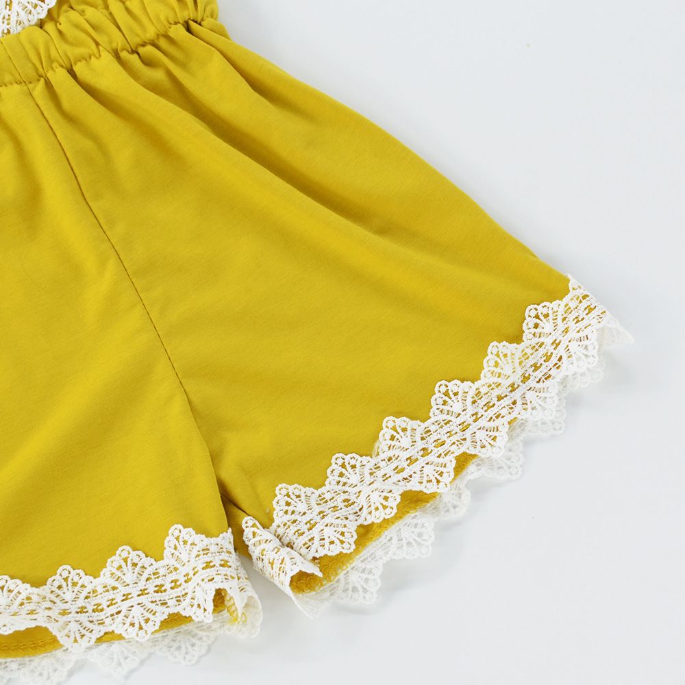 Summer Baby Girl Lace Trim Backless Romper Shorts Jumpsuit