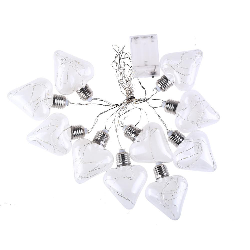 Portable Modern Simple Originality 100 Bulbs Loving Heart Decorative Lamp String With Copper Wire Cell Case