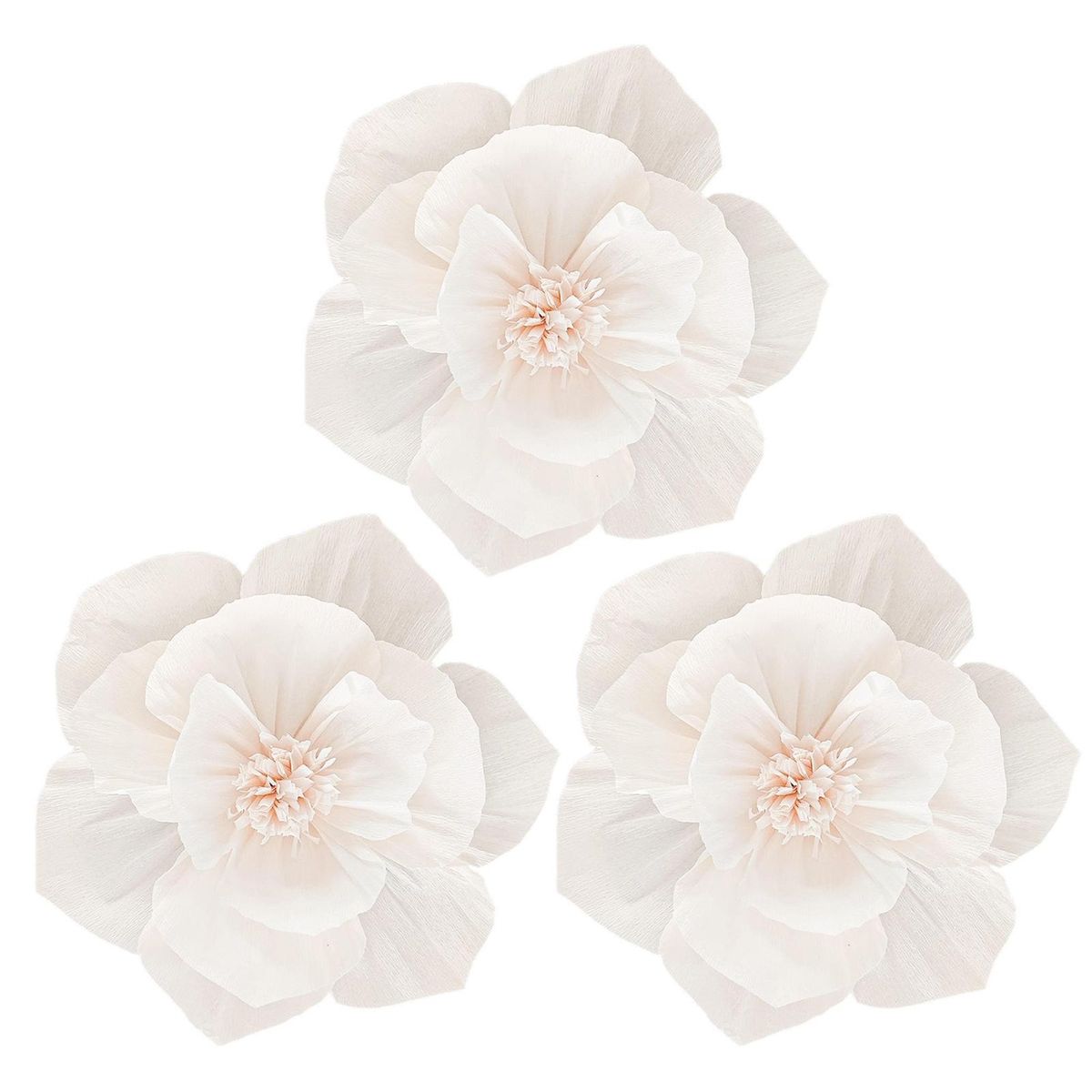 3Pcs DIY Paper Flowers DIY Artificial Red Paper Flowers White