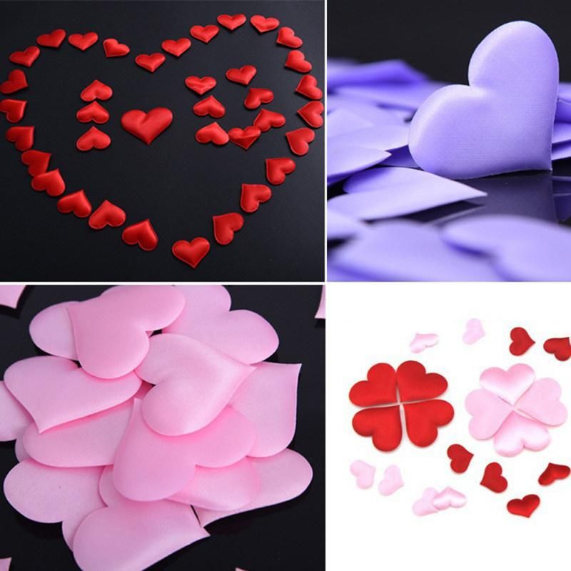 100Pcs Romantic Married Love Heart Sparkle Confetti-Red