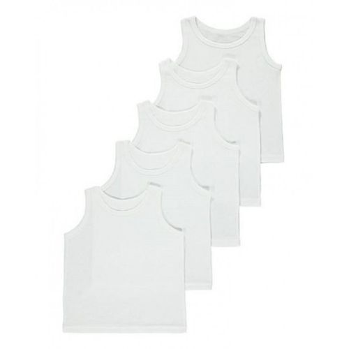 6 In 1 Pack Boys Singlets - White