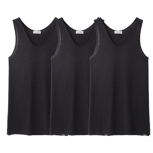 3-in-1  Premium Sleeveless Men's Singlet (Underwear) -Black