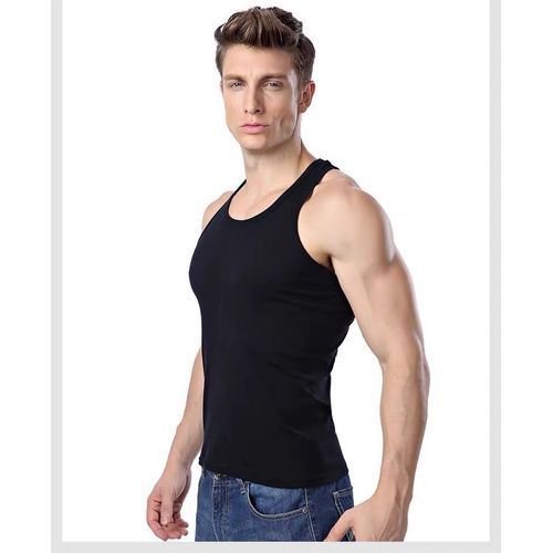 3-in-1  Premium Sleeveless Men's Singlet (Underwear) -Black