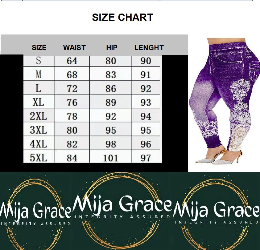 {MijaGrace} Women's High Elasticity Denim Printed LEGGINGS - Blue