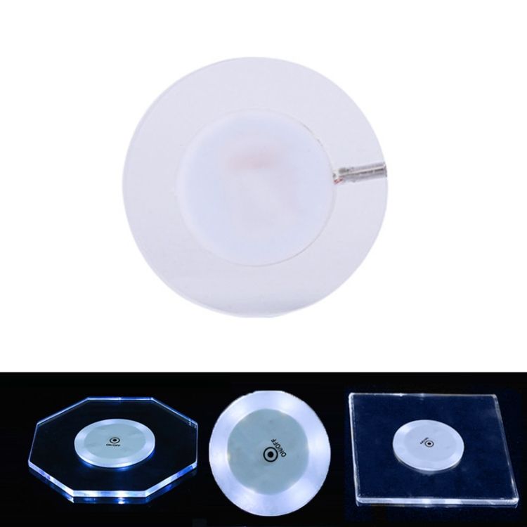 LED Light Up Acrylic Coaster Crystal Base 100x4mm Round