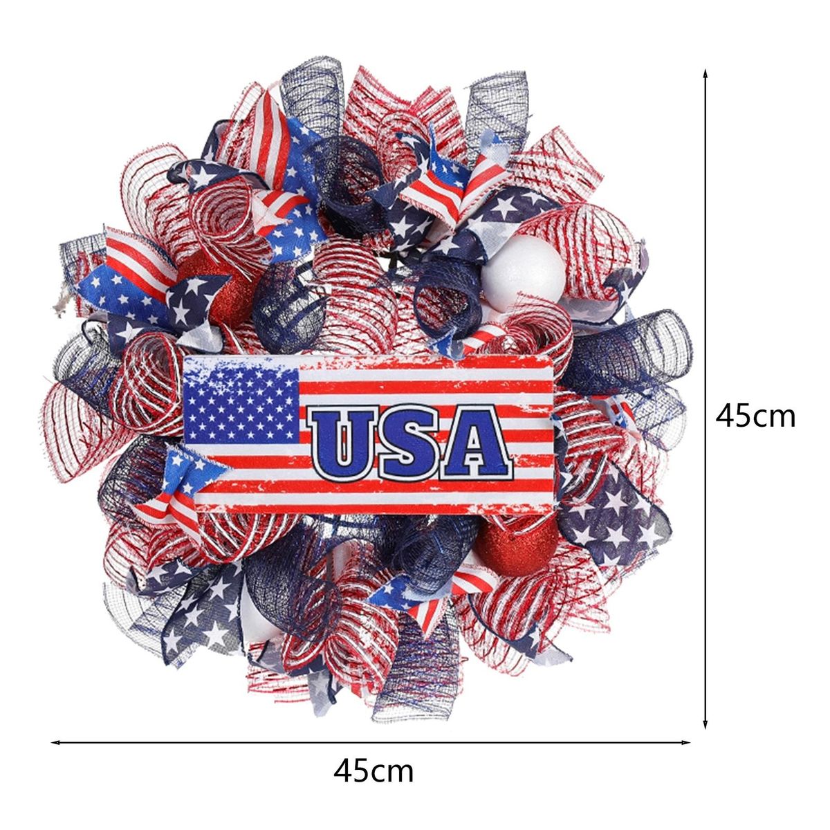Wreath Pendant American Flag Pattern Independence Day Garland Blue and Red