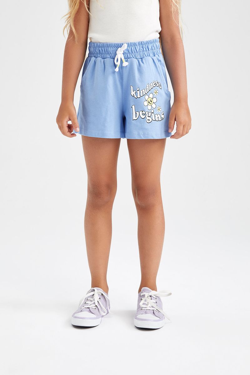 Girl - Short Knitted Bottom Short - Blue