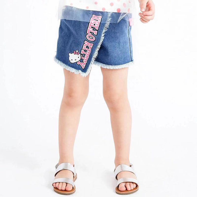 4-12 Years Girl Summer Denim Skirt Shorts With Hello Kitty Pattern