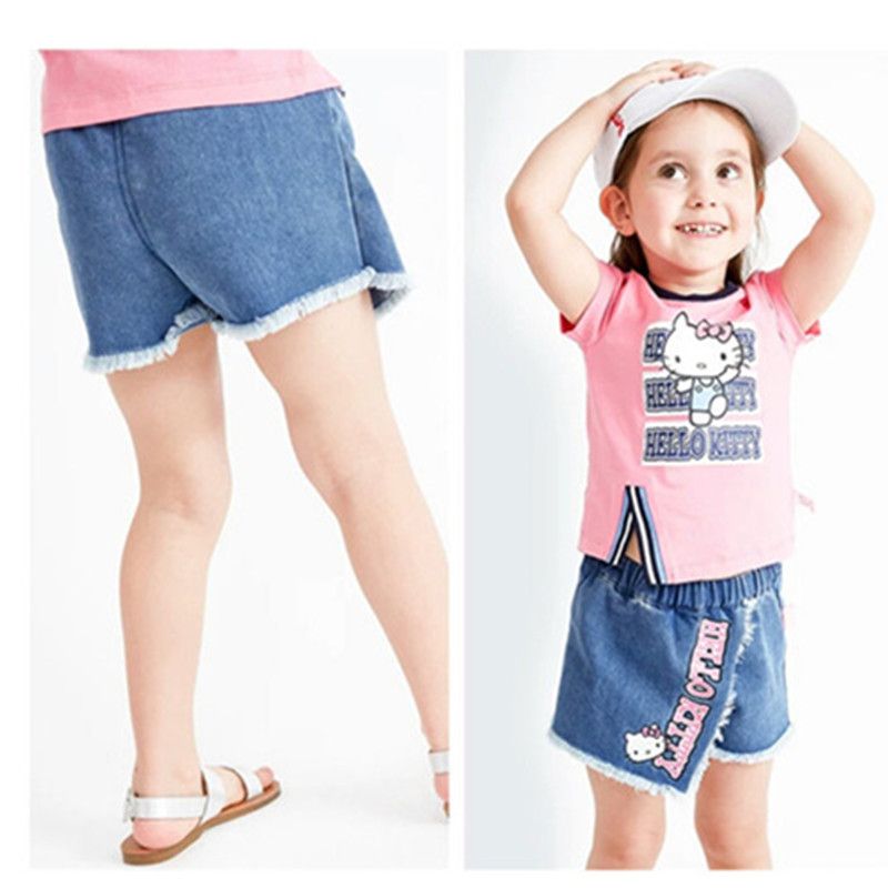 4-12 Years Girl Summer Denim Skirt Shorts With Hello Kitty Pattern