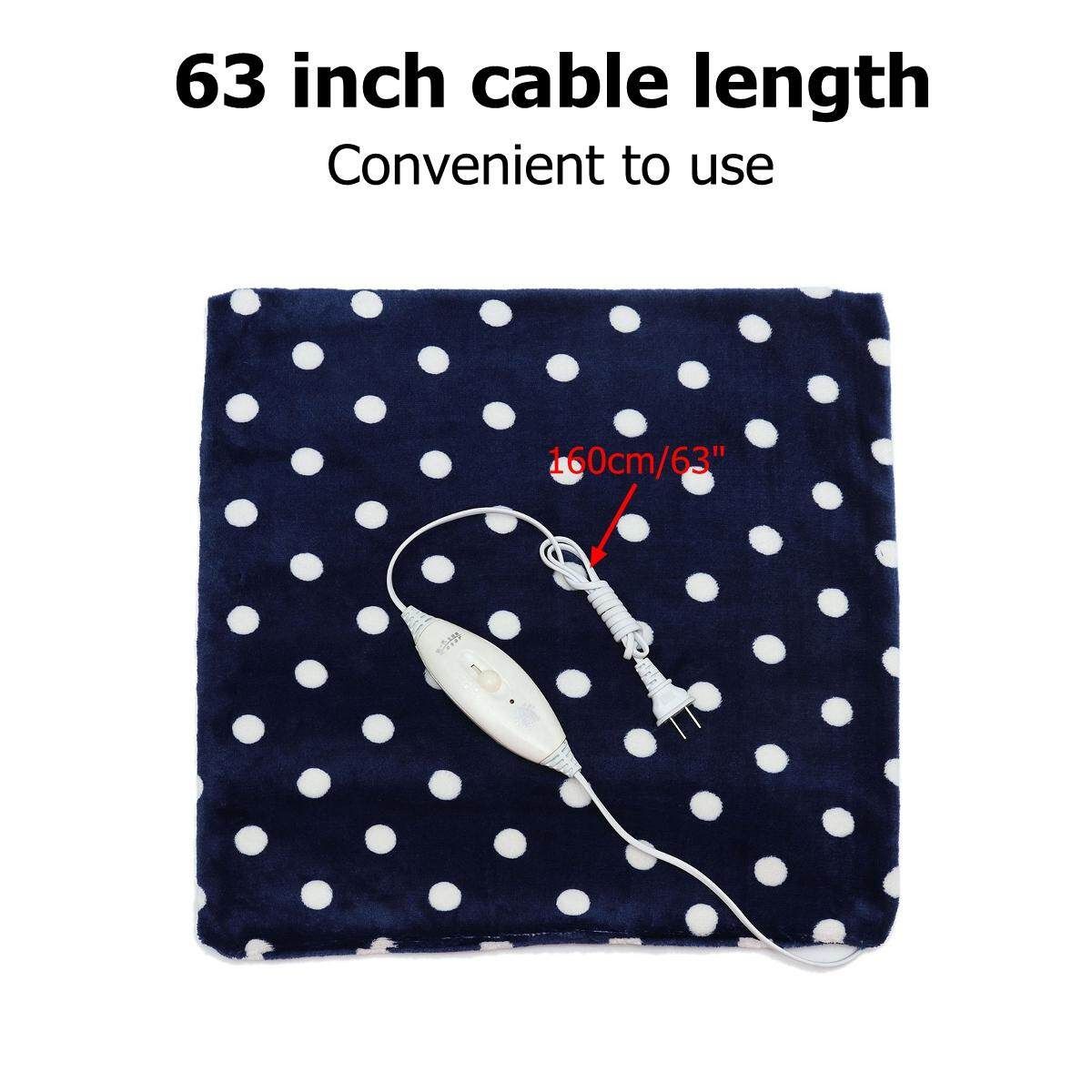 3 Gears Washable Control Electric Heated Throw Blanket Washable Fleece Cosy Pad 50 * 80 Blue Dot