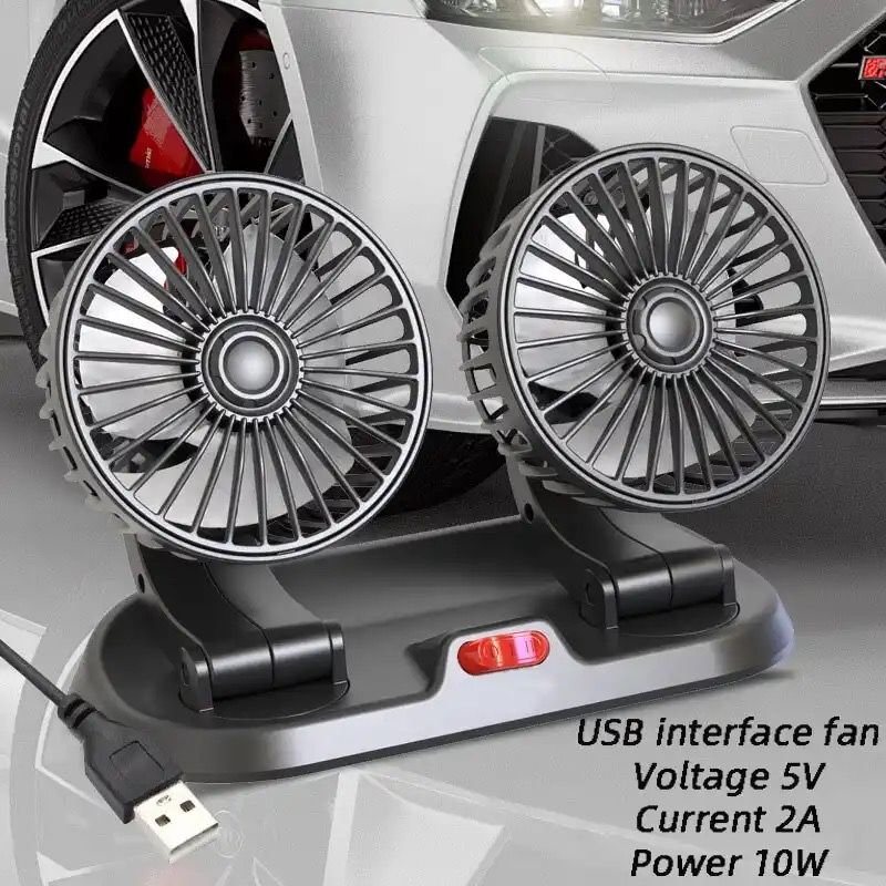 12v Volt Dual Head Car Cooling Fan 360• Rotation