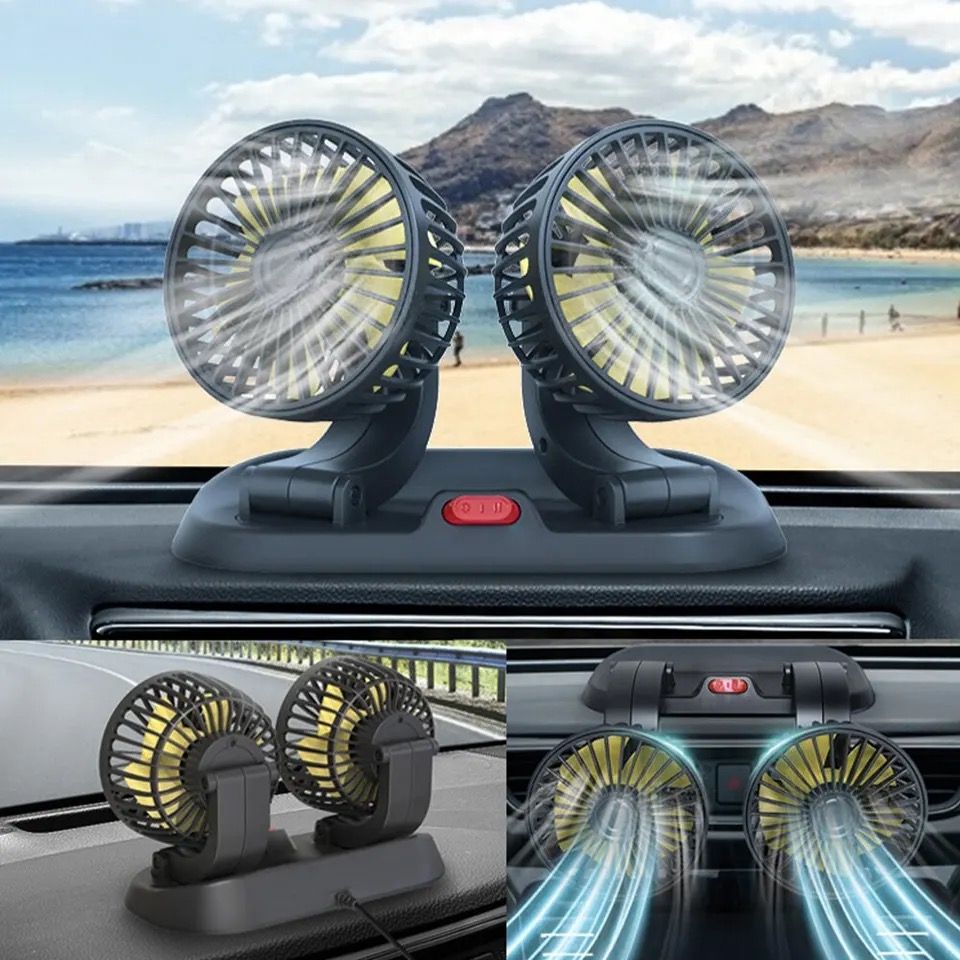 12v Volt Dual Head Car Cooling Fan 360• Rotation