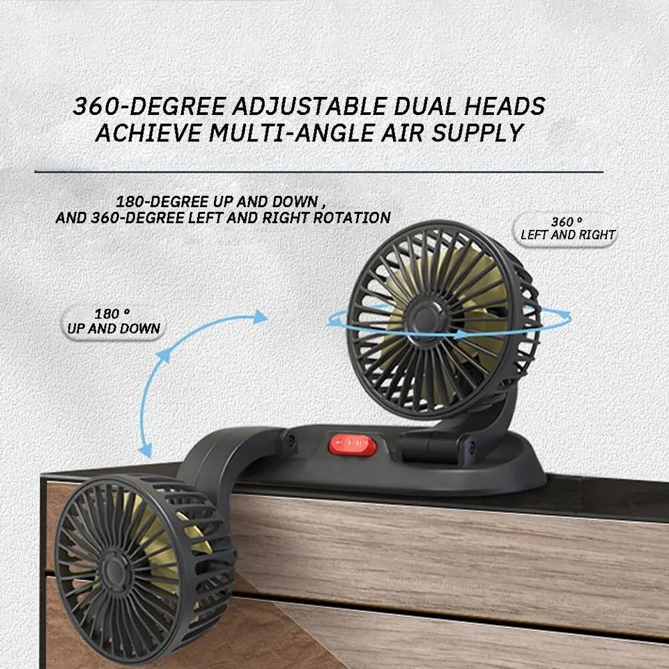 12v Volt Dual Head Car Cooling Fan 360• Rotation