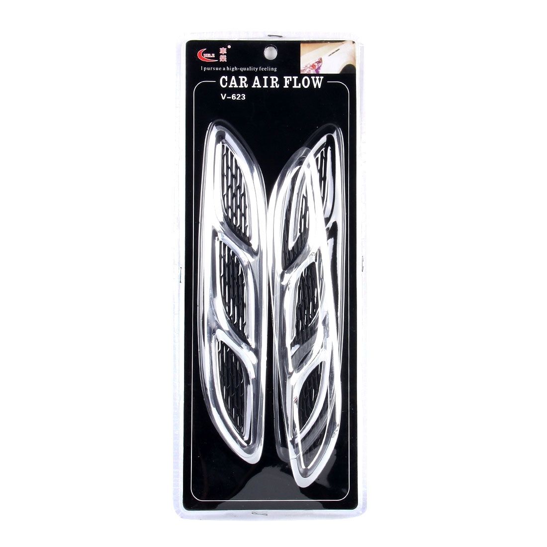 2PCS V-623 JDM Style Plastic Decorative Air Flow Intake Turbo Bonnet Hood Side Vent Cover With Self-adhesive Stick