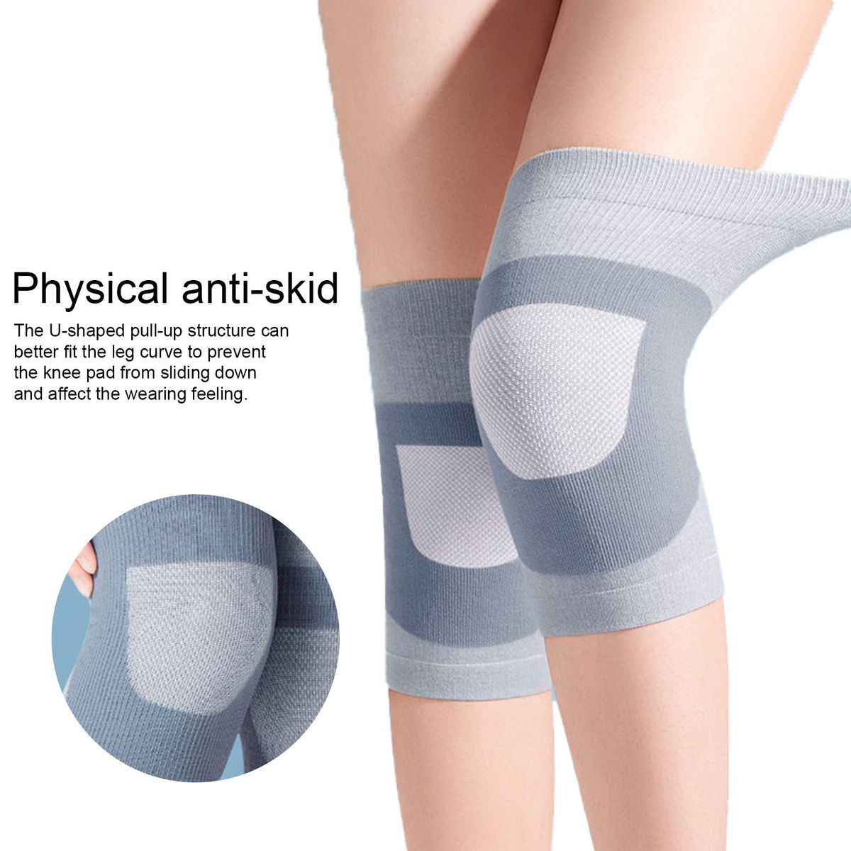1 Pair Knee Support Protector Adults Knee Pads Yoga Sport Soft Knee Guards Grey
