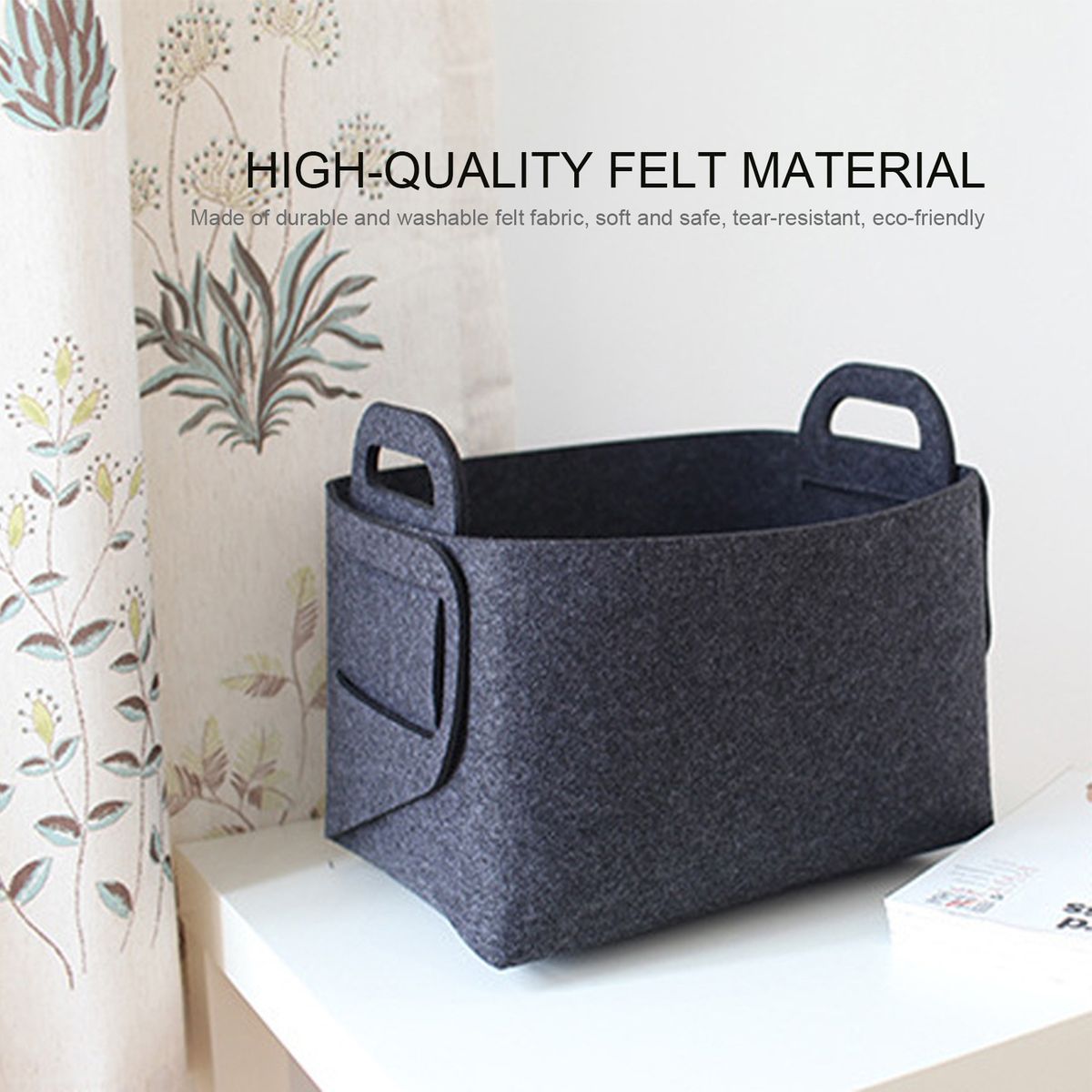 Felt Storage Basket Desktop Foldable Felt Basket Storage Box