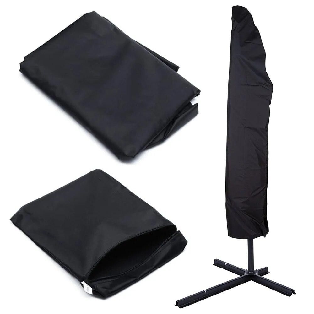 265cm Patio Parasol Waterproof Umbrella Cover Outdoor Umbrella Rain Cover Drawstring Dust Protective Case Cantilever Mat