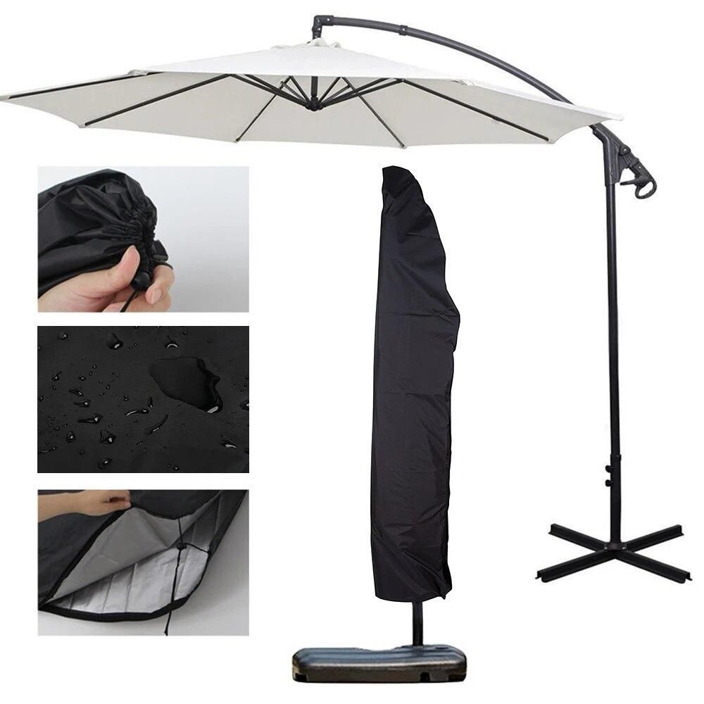 265cm Patio Parasol Waterproof Umbrella Cover Outdoor Umbrella Rain Cover Drawstring Dust Protective Case Cantilever Mat