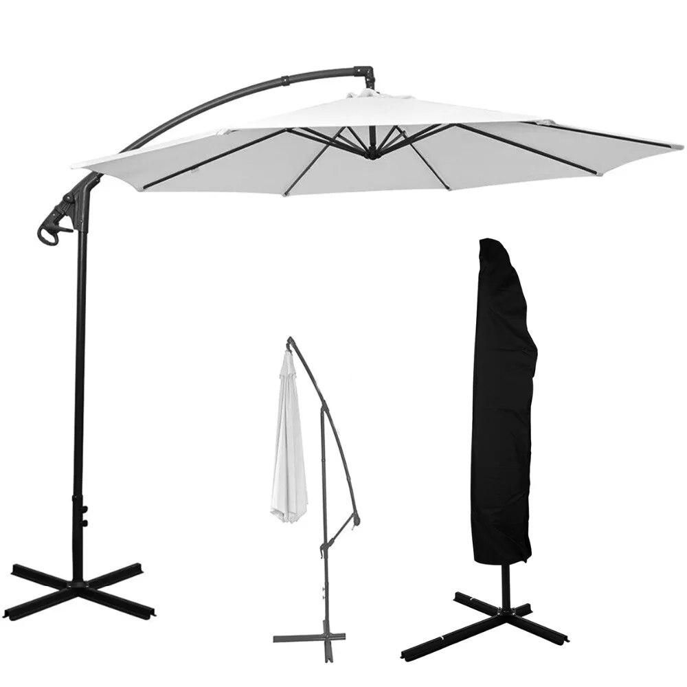 265cm Patio Parasol Waterproof Umbrella Cover Outdoor Umbrella Rain Cover Drawstring Dust Protective Case Cantilever Mat