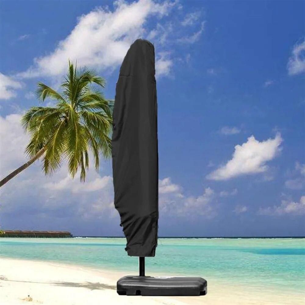 265cm Patio Parasol Waterproof Umbrella Cover Outdoor Umbrella Rain Cover Drawstring Dust Protective Case Cantilever Mat