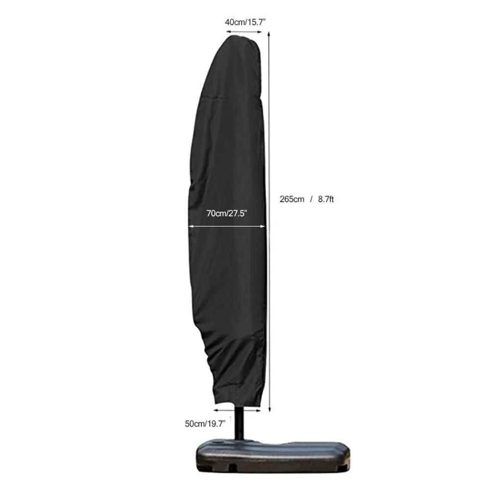 265cm Patio Parasol Waterproof Umbrella Cover Outdoor Umbrella Rain Cover Drawstring Dust Protective Case Cantilever Mat
