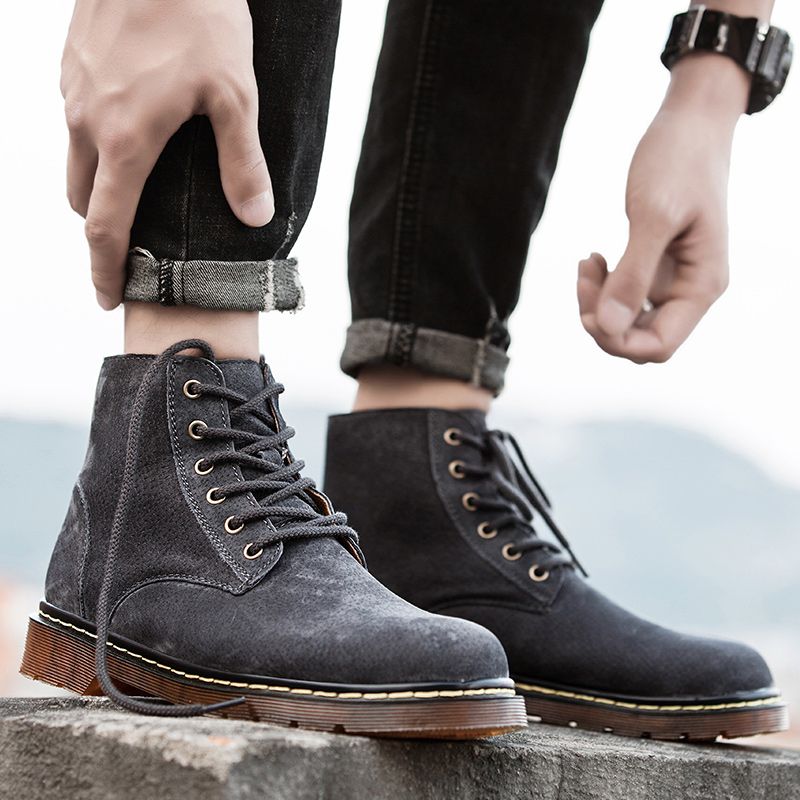 Big Size Mens Ankle Top Boots Chukka Boots-Blue