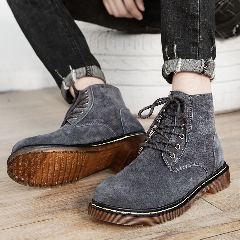Big Size Mens Ankle Top Boots Chukka Boots-Blue