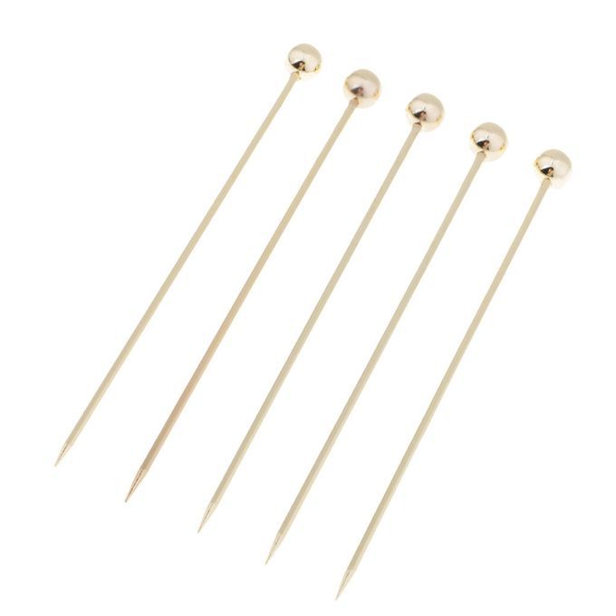 5pcs Stainless Steel Cocktail Fruit Sticks Bar Tool Bead -Gold