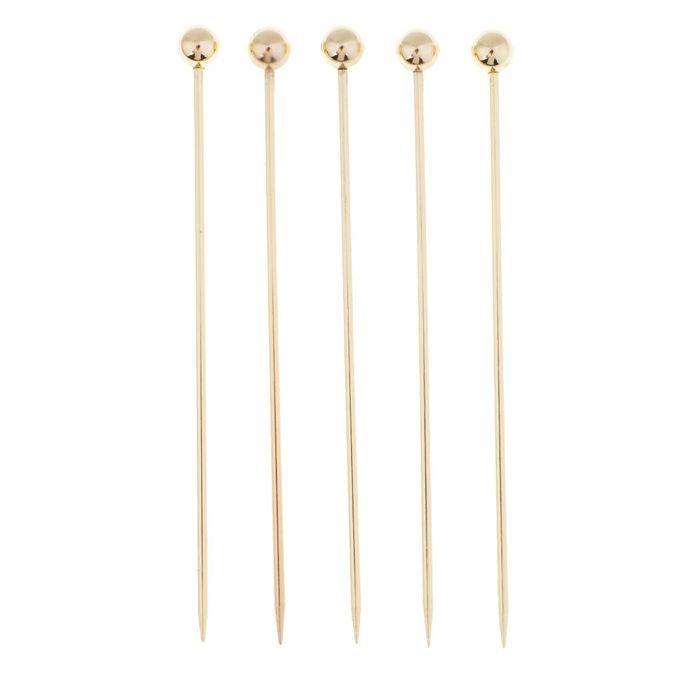 5pcs Stainless Steel Cocktail Fruit Sticks Bar Tool Bead -Gold