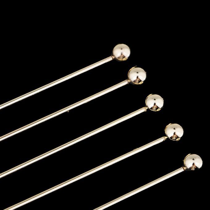 5pcs Stainless Steel Cocktail Fruit Sticks Bar Tool Bead -Gold