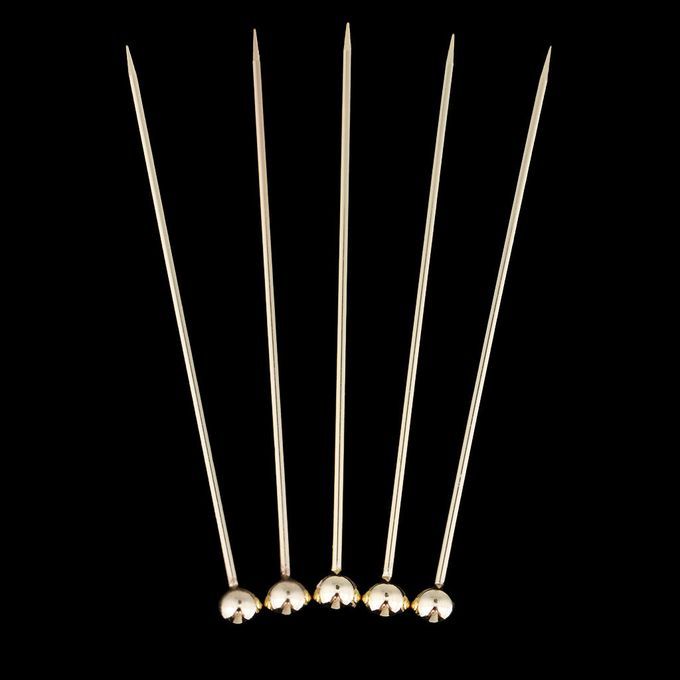 5pcs Stainless Steel Cocktail Fruit Sticks Bar Tool Bead -Gold