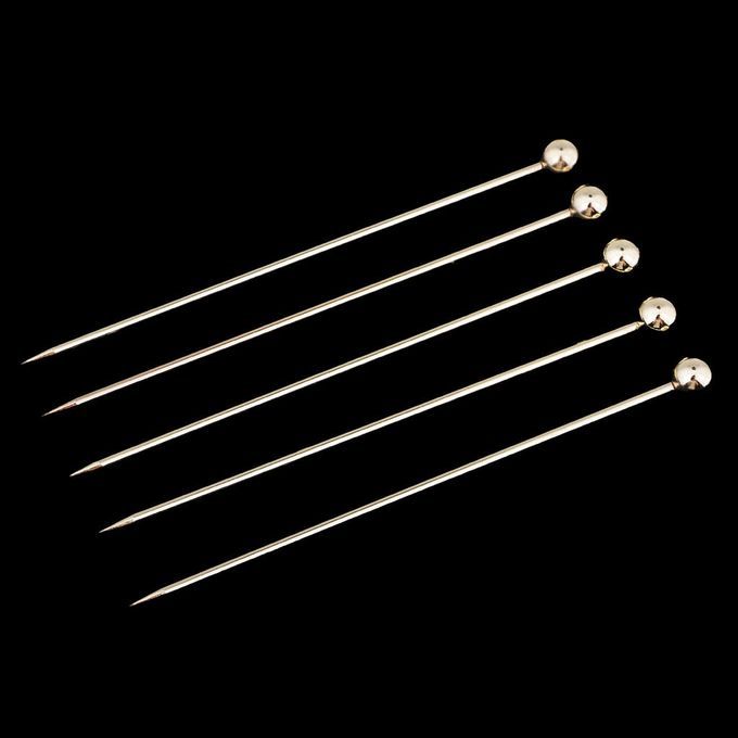5pcs Stainless Steel Cocktail Fruit Sticks Bar Tool Bead -Gold