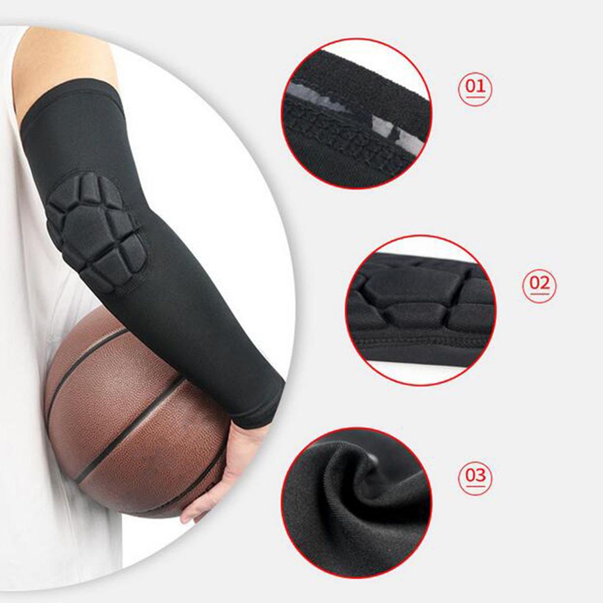Honeycomb Pad Elbow Sleeve Compression Support Arm