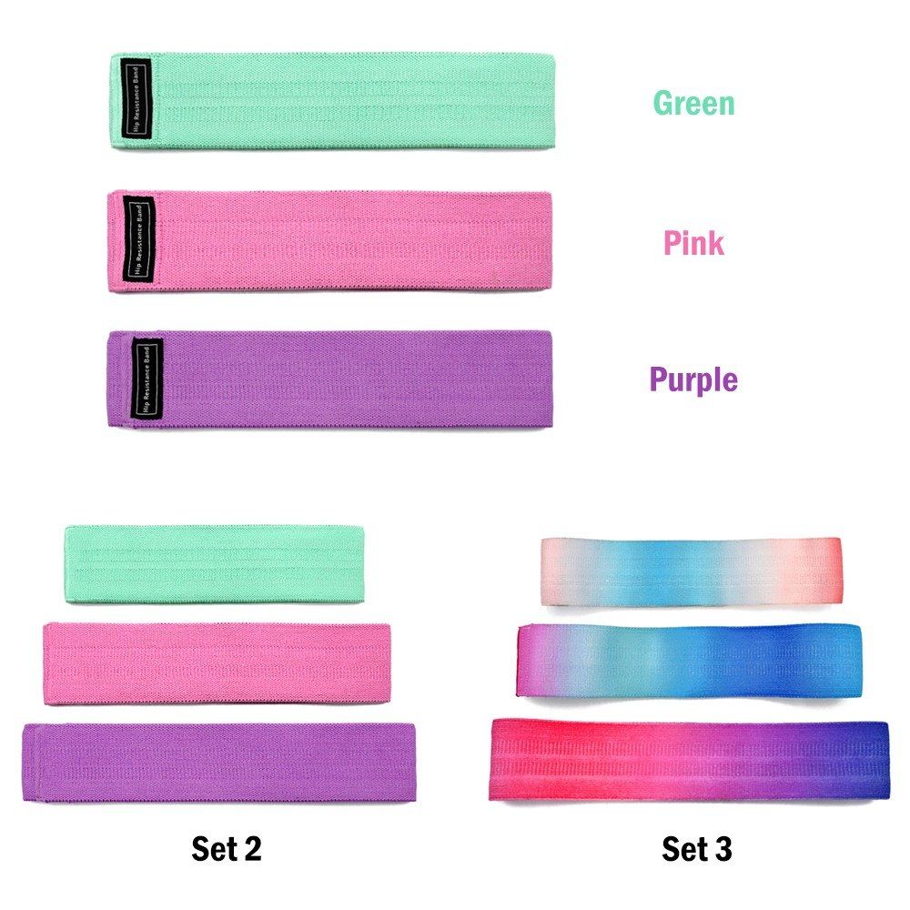 3PCS Sports Exercise Resistance Loop Bands Set Elastic Booty