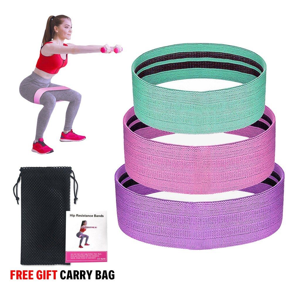 3PCS Sports Exercise Resistance Loop Bands Set Elastic Booty