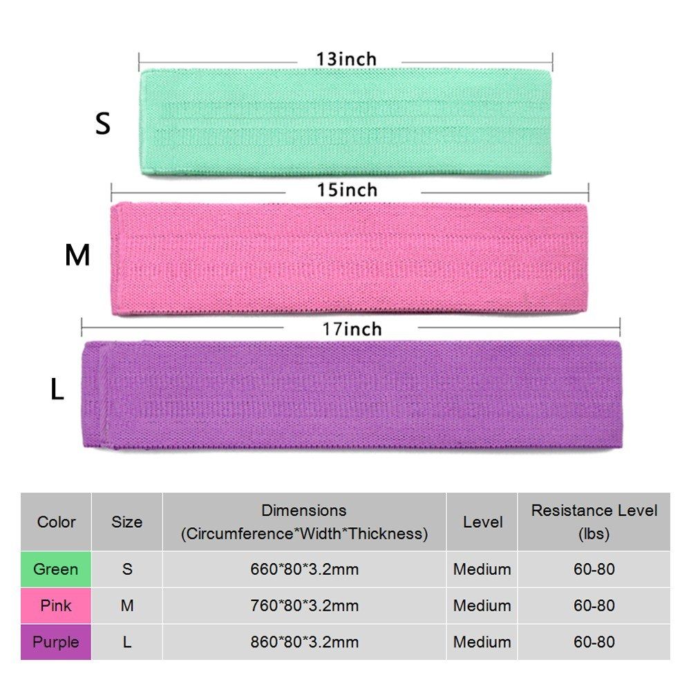 3PCS Sports Exercise Resistance Loop Bands Set Elastic Booty