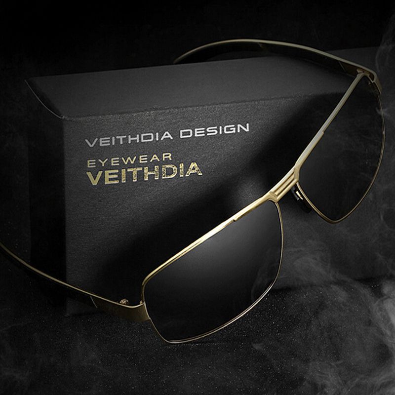 New UV400 Pilot Men Polarized Sunglasses Brand Logo Design Driving Sun Glasses Eyewear Accessories 2490 (Gold Gray)    CUIII