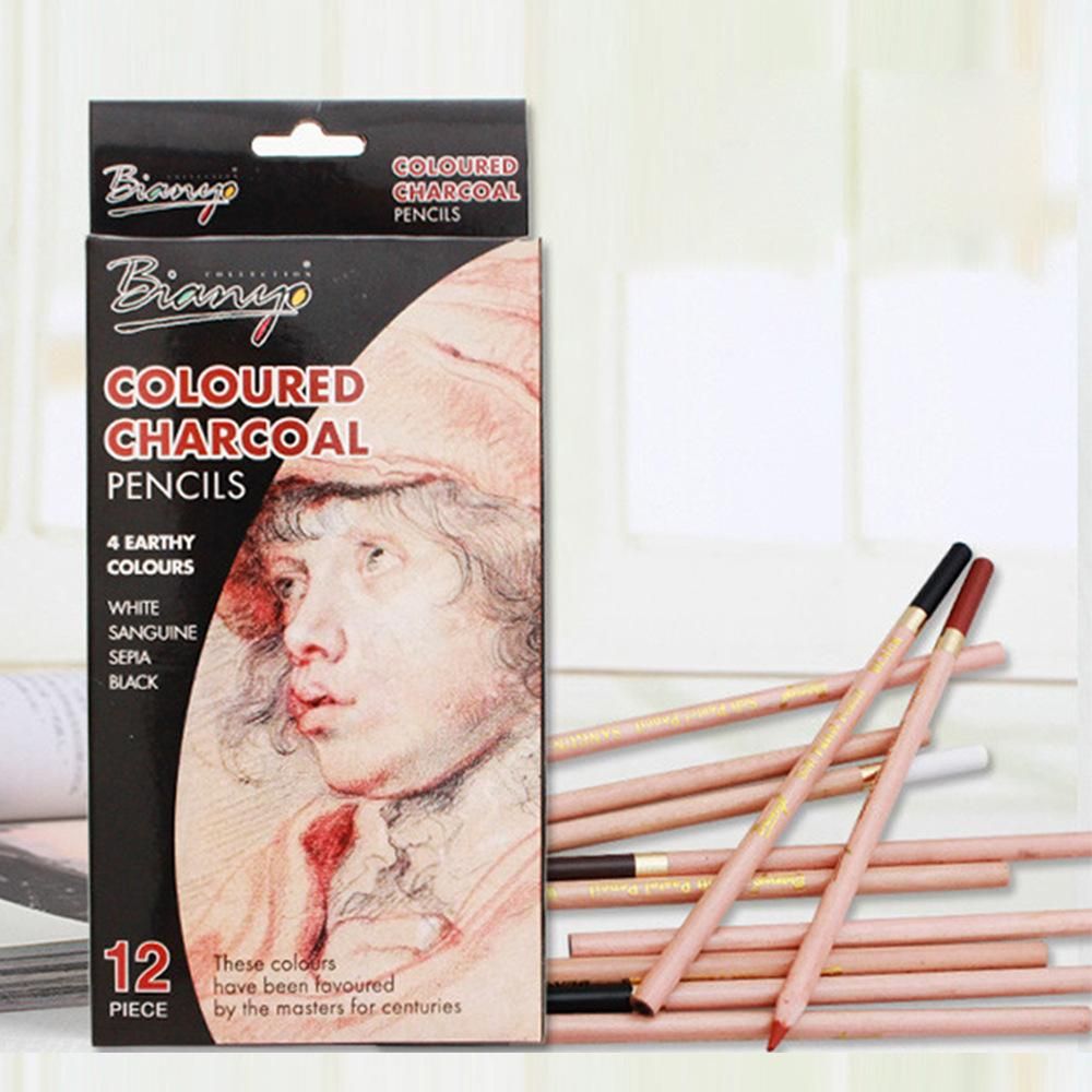 4-Color Carbon Pencil 12 PCs/Box Drawing Sketch Color Art Charcoal Pen for Art Students Only Pencil Sketch Pen