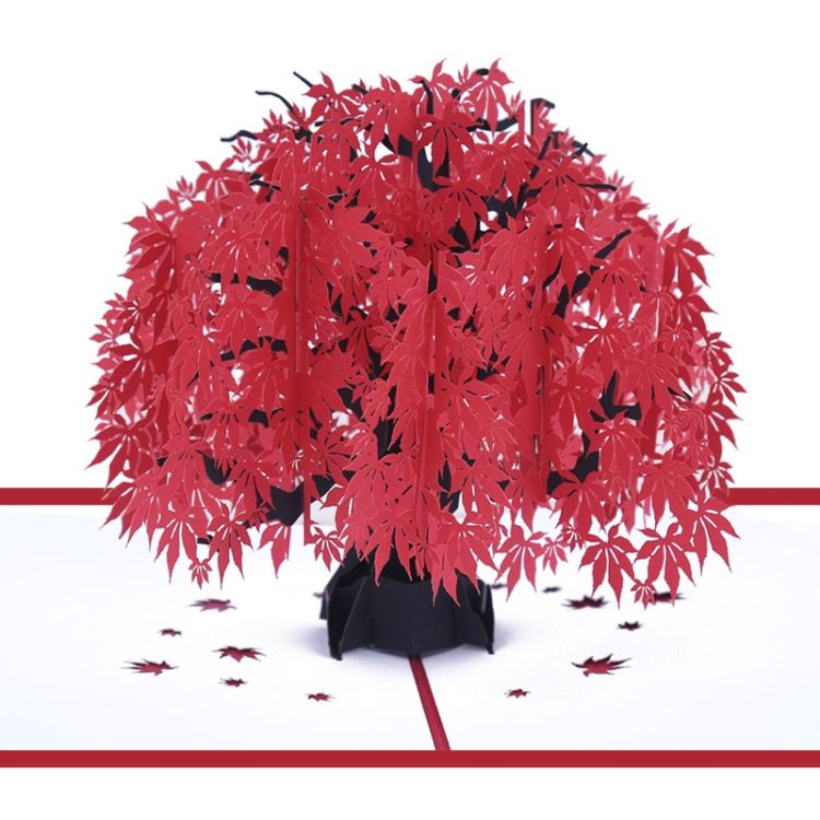 Card Red Maple Leaf 3D Card
