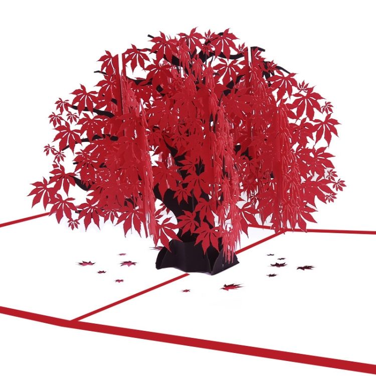 Card Red Maple Leaf 3D Card